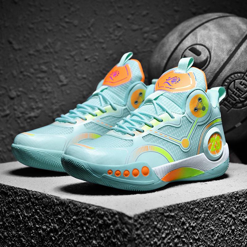 Men's High Top Breathable Non-Slip Shock-Absorbing Basketball Shoes for Middle School Students