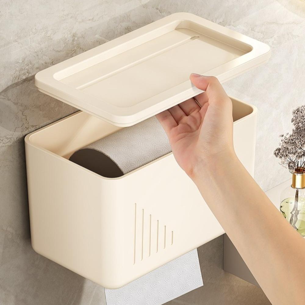 Light Luxury Toilet Tissue Box Plastic Wall Mounted Storage Box Toilet Paper Roll Storage Home
