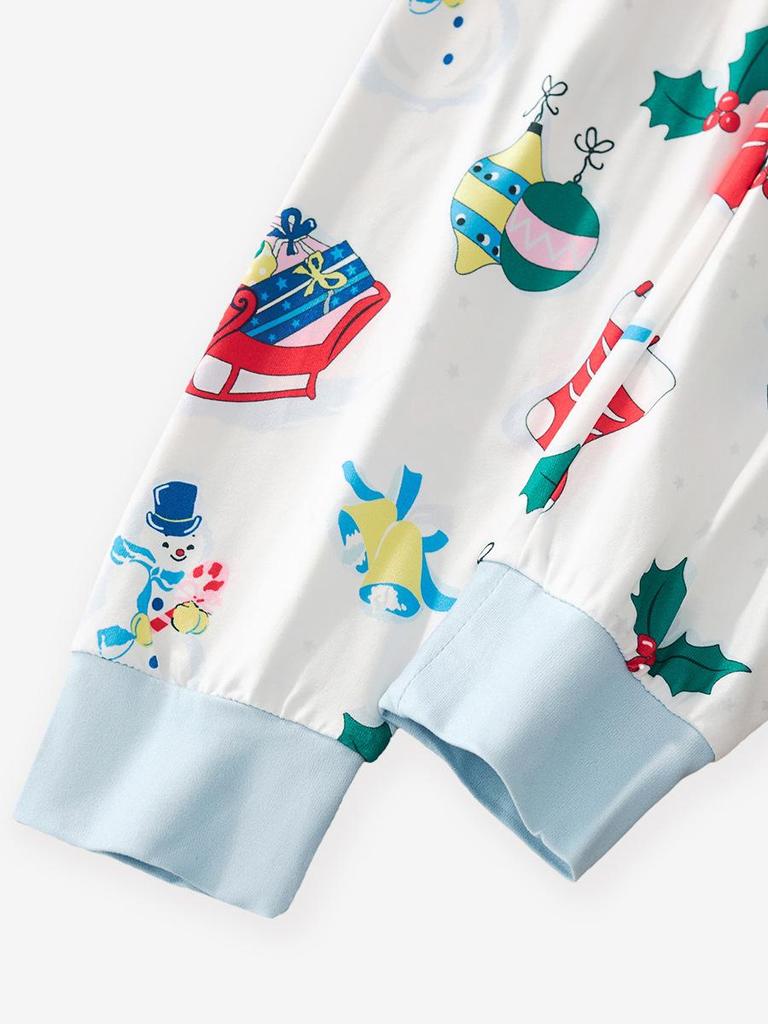 Cross-Border Kids' Christmas Pajama Set: Long Sleeve & Pants with Cartoon Print