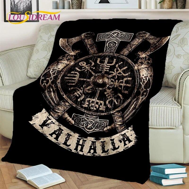 Viking nordisk mytologi Fenrir Kråkfilt,Flannel Sängfilt för Hem Sovrum Säng Soffa Picknick Kontor Vandring Fritid Tupplur Present