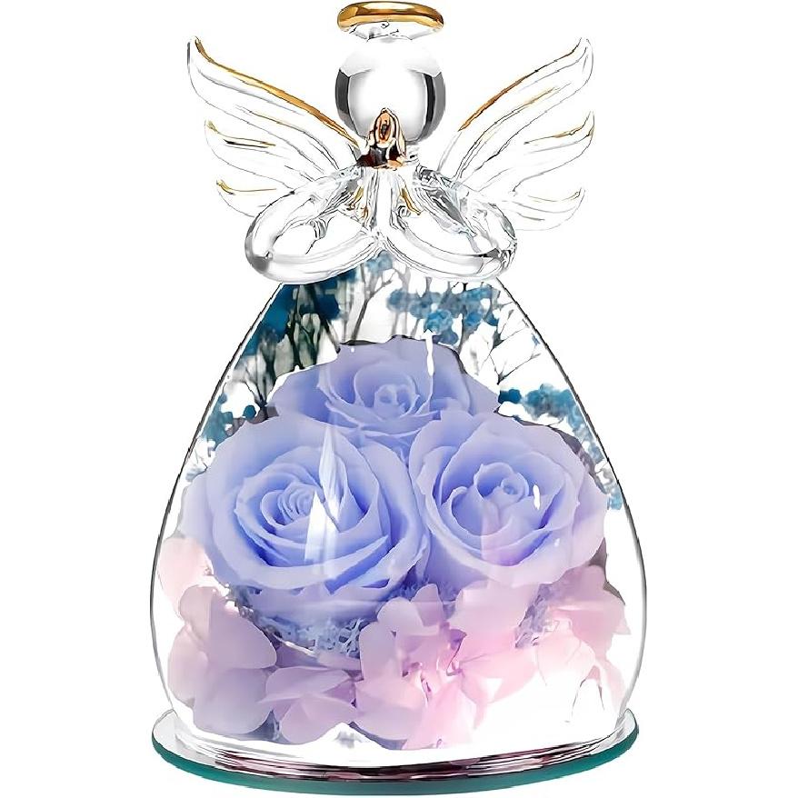 Preserved Flower Rose Gift for Mom Grandma Birthday Mother's Day Wedding Three Pink Rose in Glass