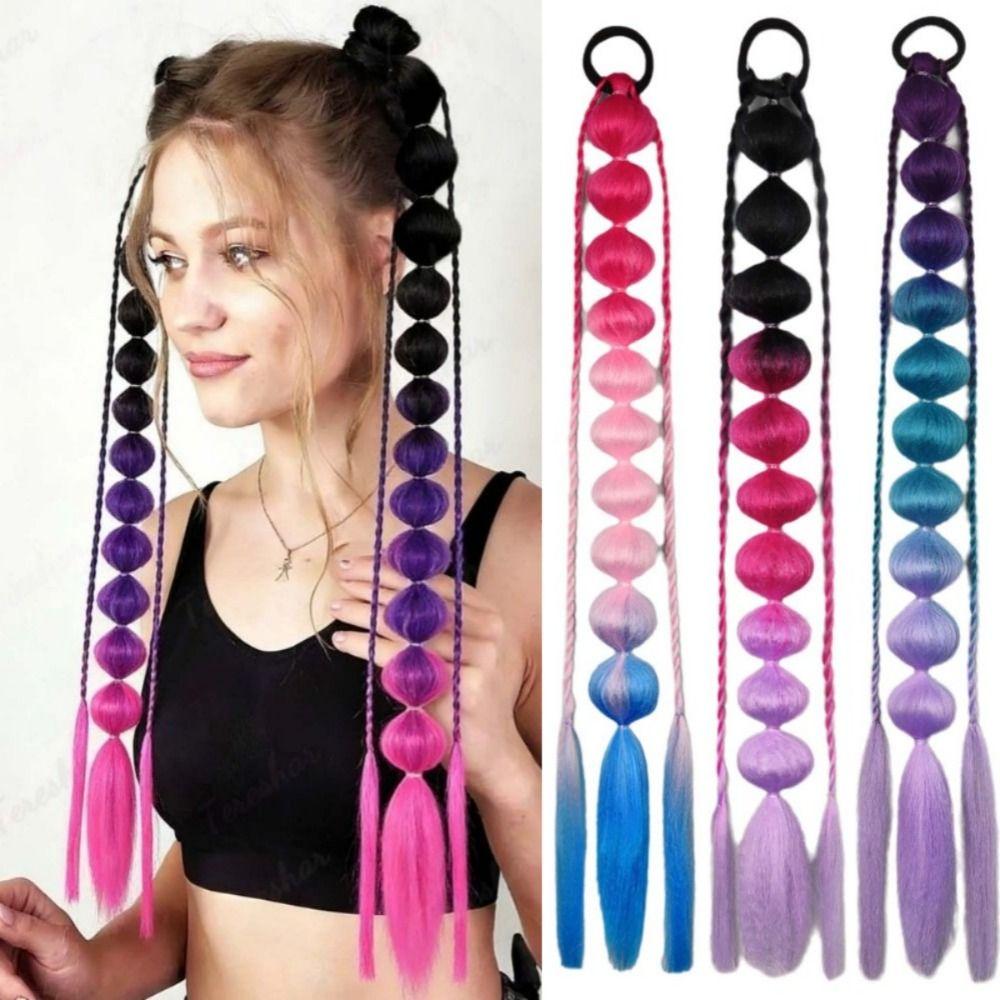 Lantern Braid Bubble Jumbo Braid Colorful Braided Ponytails Natural Twist Braid Bulk  for Women