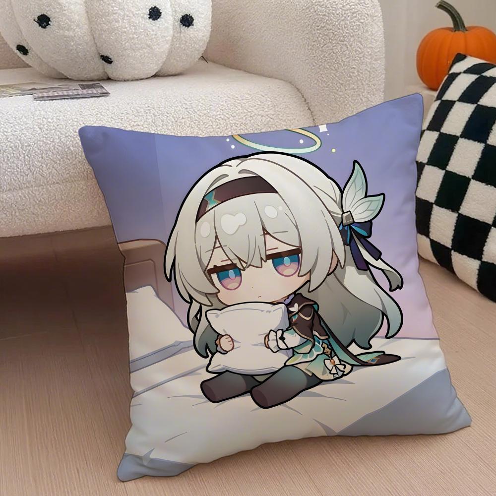 F-Firefly H-Honkai Star Rail Pillow Case Anti-dustmite Pillowcase Invisible zipper silky short plush Sofa cushion cover