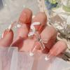 2Pcs Nail Ornaments Love-Heart Design Vivid Color Non-Fading Stylish Wide Application Show Charm Gauze Bow-knot