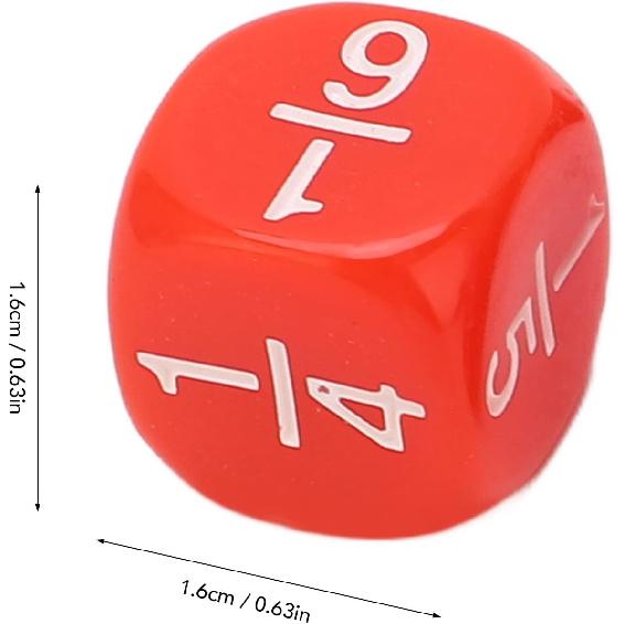 Fraction Dice, 20Pcs Multi Faceted Math Fraction Dices Fraction Dice Class Set Table Game Accessories for Kids Math Practice (Red)