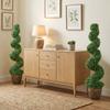 Set of 2 Artificial Boxwood Spiral Plants, 120cm, with Pot Included. Green
