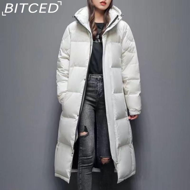 BITCED Couple's Matching Long Down-Filled Cotton Jacket Winter Thickened Warm Fashion Coat