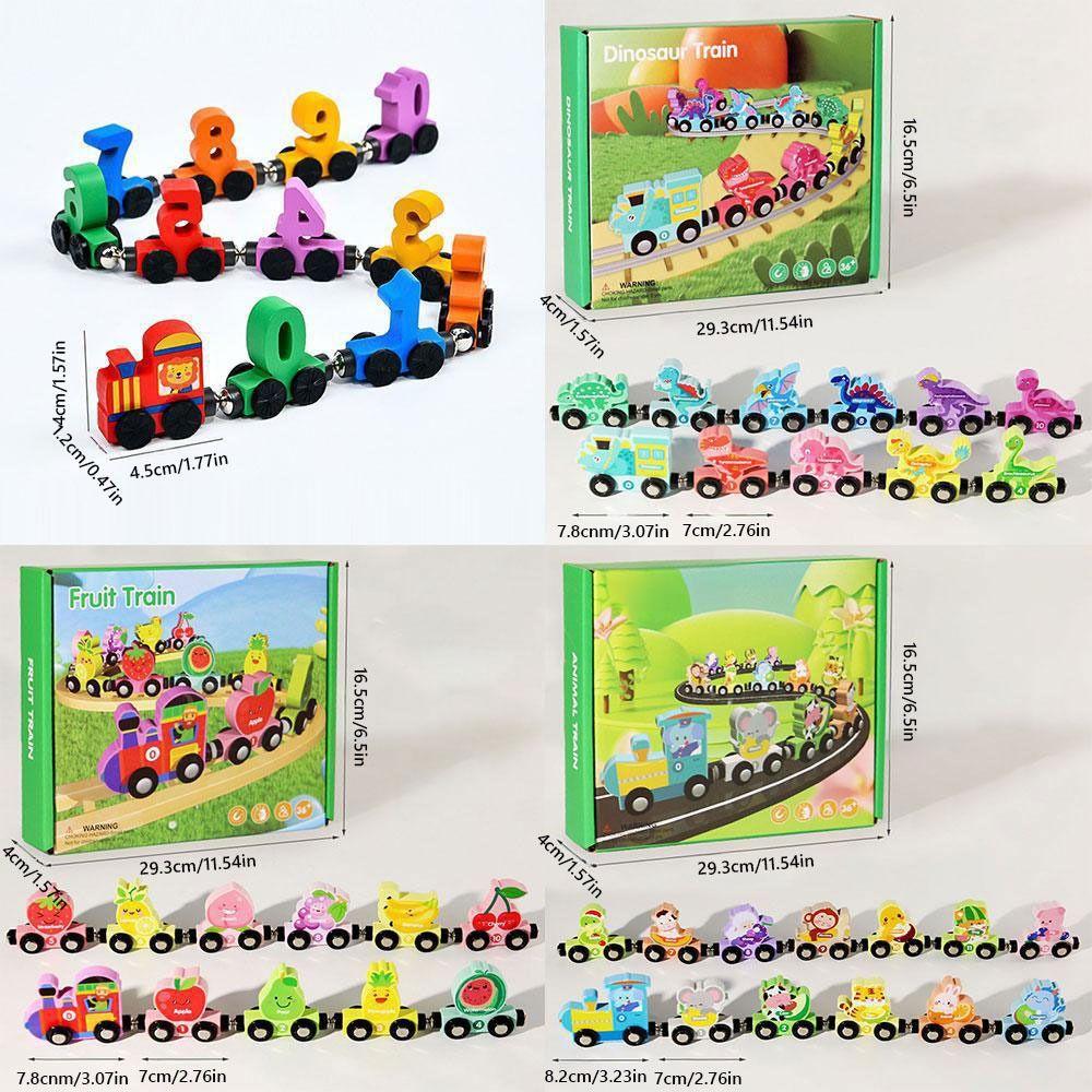 Wooden Magnetic Number Train Toys Number Dinosaur Children's Digital Learning  Kids Gift