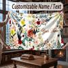 Floral Garden Theme Throw Blanket Custom Name Text Personalized Blanket Soft Cozy Blanket for Home Sofa Bed
