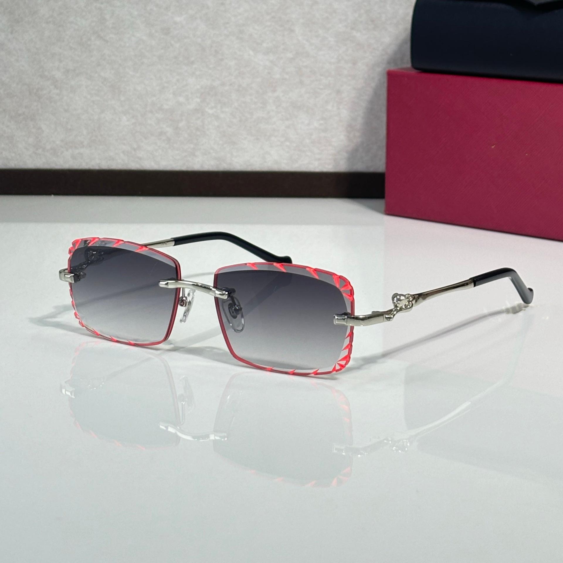 

CT02507J Unisex Frameless Leopard Sunglasses - Fashionable, Versatile, Photochromic for Parties and Vacations 56-17-143