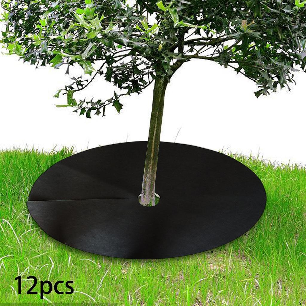 12 Pieces Tree Mulch Ring Mat Guard Weed Barrier Fabric for Outdoor