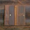 Men's and Women's Long Wallet, Wallet Clip Layer, Cowhide, Crazy Horse Leather Buckle