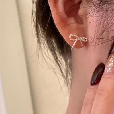 Women's 925 Silver Simple Kitsch Ribbon Earrings