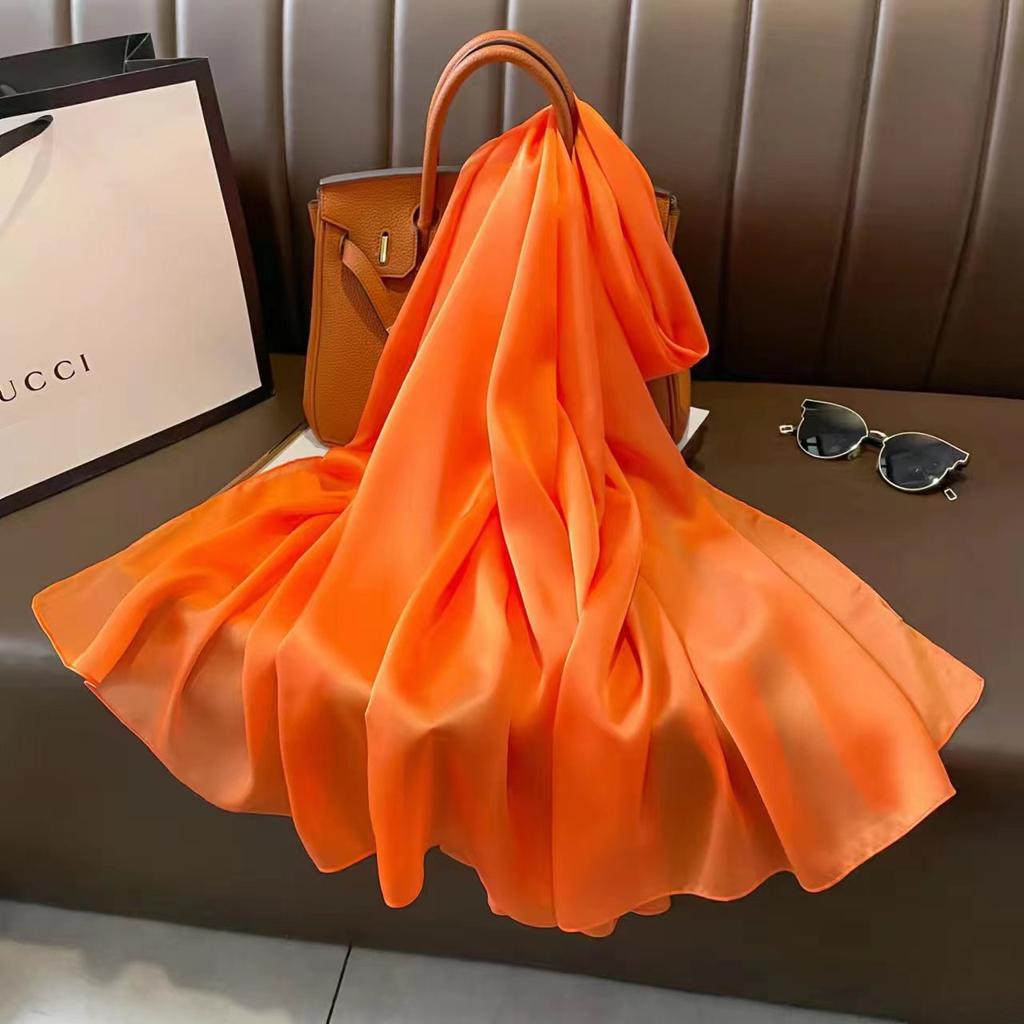 New solid colour anti-silk scarf spring and autumn sunscreen beach towel female silk scarf outside the air conditioning shawl