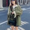Loose Military Green Workwear Windbreaker Jacket for Women Springtime and Autumn New American Classic Casual Top College Style