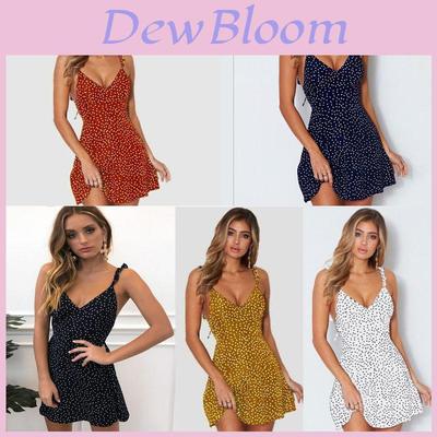 Floral Boho Womens Summer V Neck Party Evening Beach Short Mini Sundress Dress