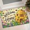1pc American Country Style Beehive Welcome Doormat, Flannel Non-Slip Entryway Foot Mat, Dust-Removing Entrance Rug