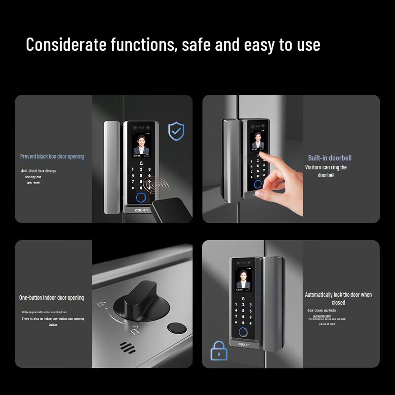 Deli Smart Fingerprint and Face Recognition Access Control Lock CN plug (adapter included)