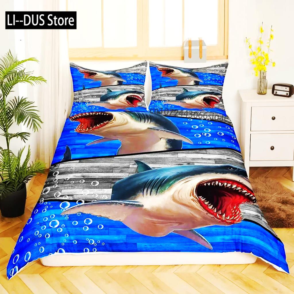 Comforter Shark Types Of Sharks Pattern Bedclothes Double Queen King Size Polyester Bedding Set