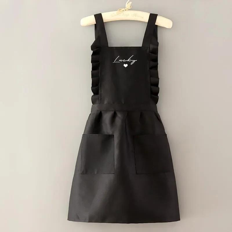 Lady Apron Overalls Oilproof Kitchen Aprons Nail Art Cooking Apron Women Cute Painting Art Smock Work Clothes чёрный