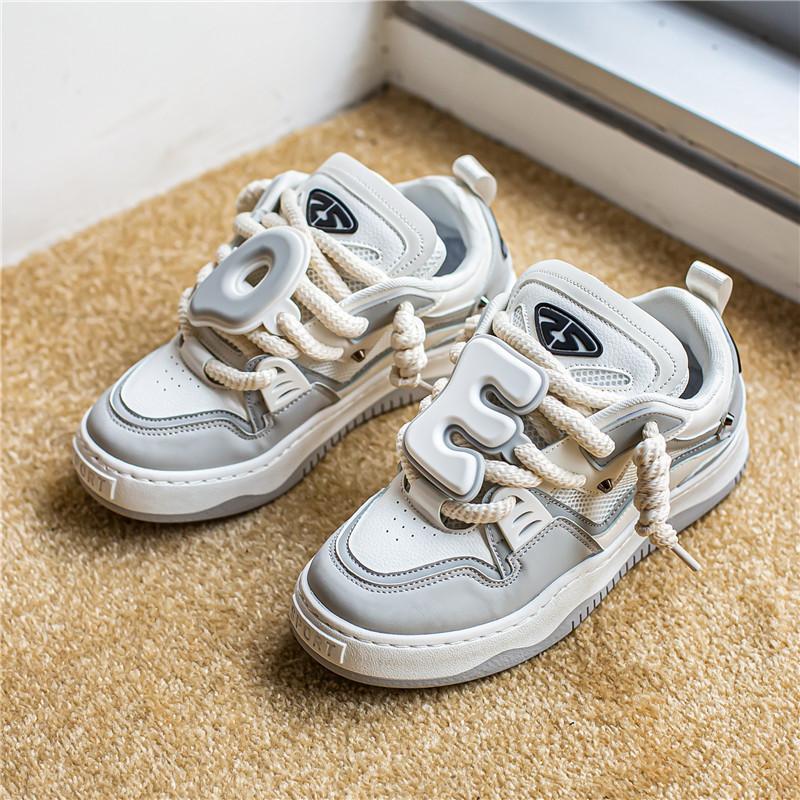 Explosive Alphabet Board Shoes Men's Shoes 2025 Autumn New Retro Original Joint Niche Design Sports Bread Shoes