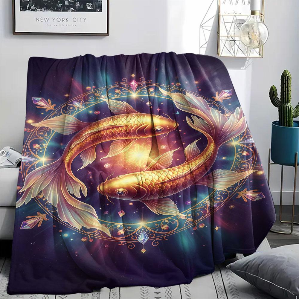 1Pc StarAnimals Print Flannel Blanket, High quality Comfortable for All Seasons, Home Decor, Warmth and Comfort, Perfect for Christmas Gifts