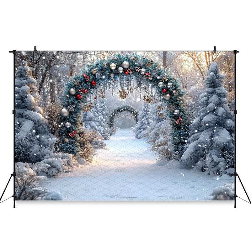 Mocsicka Winter Snow Background Photography Christmas Tree Decoration New Year Party Family Adult Child Photo Backdrop Wallpaper