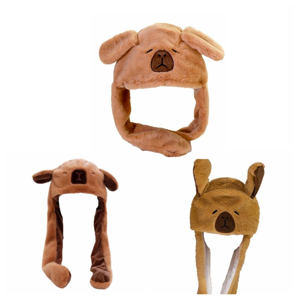 Capybara Ørebevegende Hatt Dyreøre Plysjhatt Leker Morsom Hoppende Opp Lue Morsomme Leker