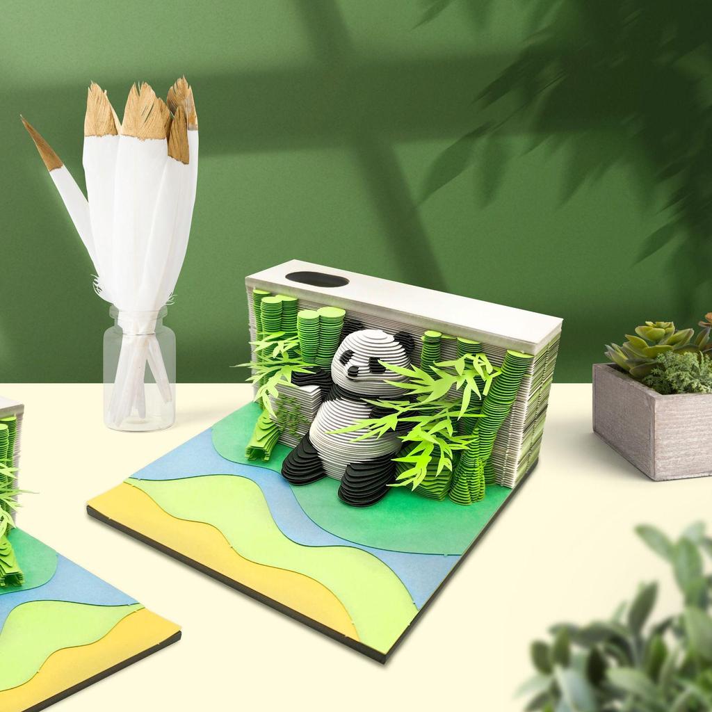 3D Panda Stereo Sticky Notes & Creative Calendar Sculpture Gift