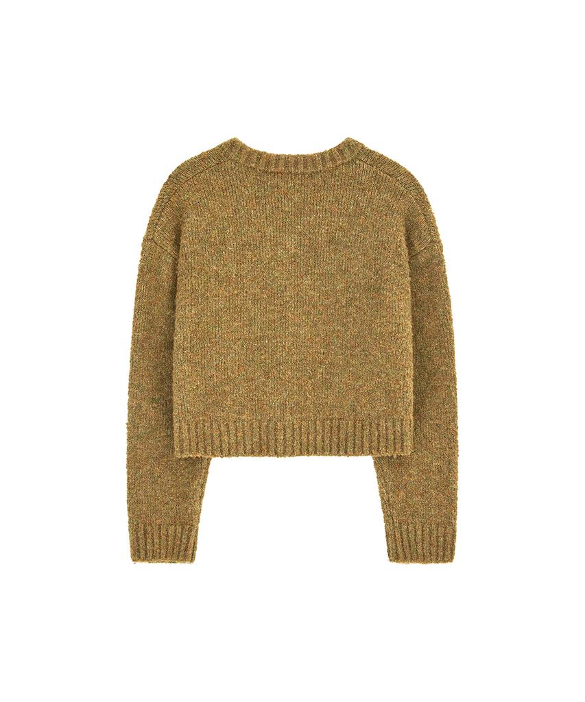 NOIRER FOR WOMAN Boucle V-Neck Oversized Sweater (Orange Green)
