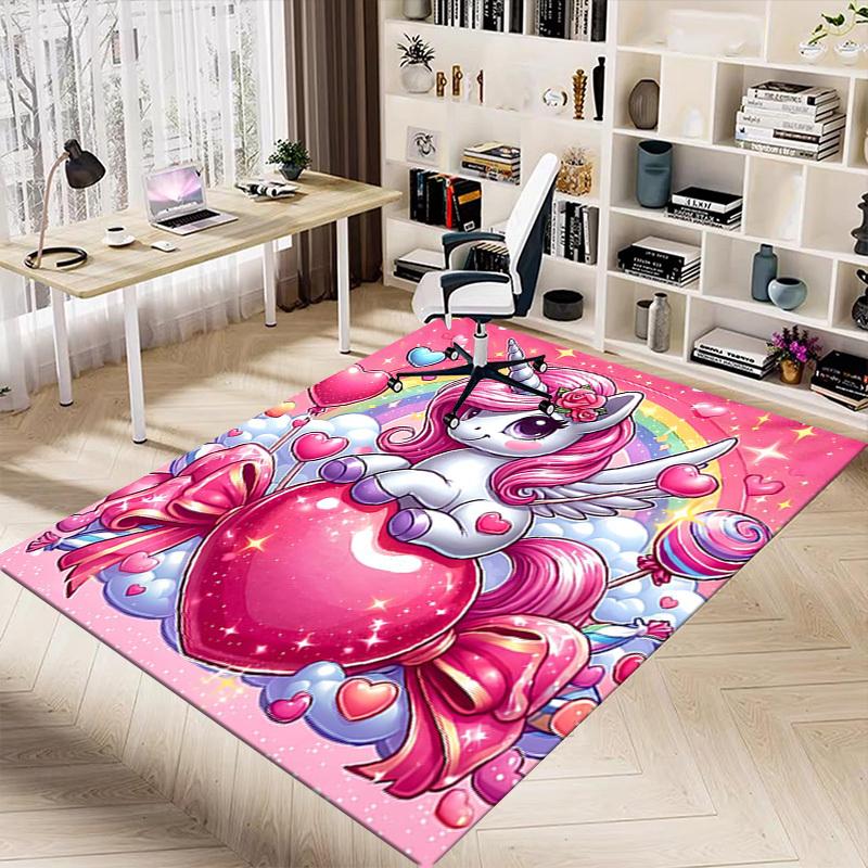 1PC Unicorn Heart Extra Large Non-Slip Floor carpet, Office, family, bedroom, Studio - Large Area RugJ0393