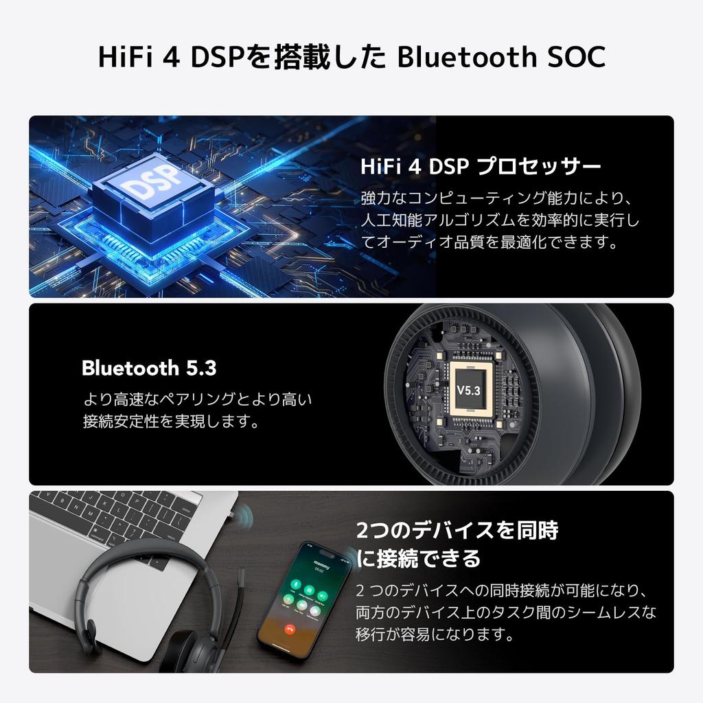 Nuroum HP31S Wireless Single with Web 45 Hours of Continuous Mute Volume Clear Compatible with and USB Black Headset, Ear, Bluetooth, Stand,