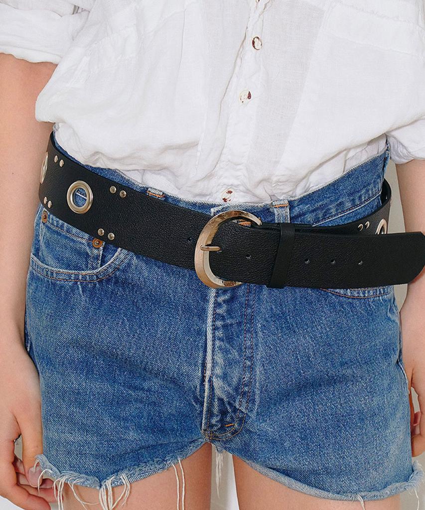 Saendeumyujieom Eyelet Leather Belt [Black]