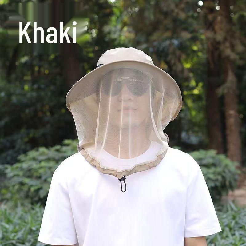 Men's Sun Protection Bucket Hat with Mosquito Mesh for Outdoor Activities
