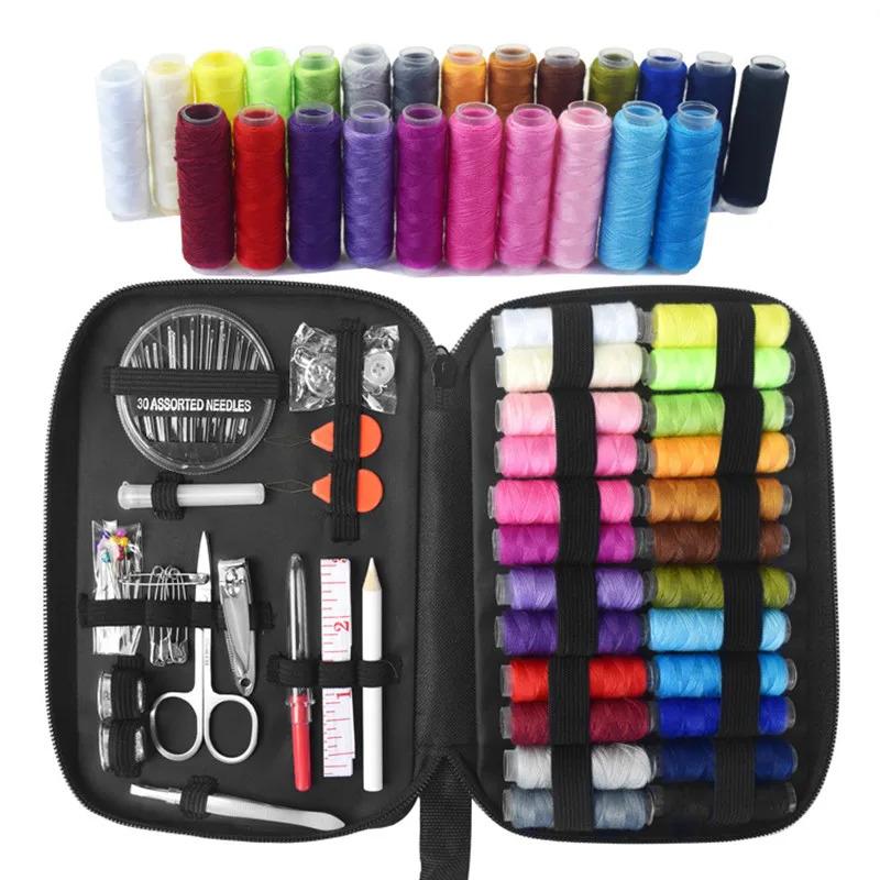 Nähset mit Garnen Nadeln Aufbewahrungstasche Schere Maßband Knöpfe Tragbar Reise DIY Stickerei Handarbeit Nähkasten Set