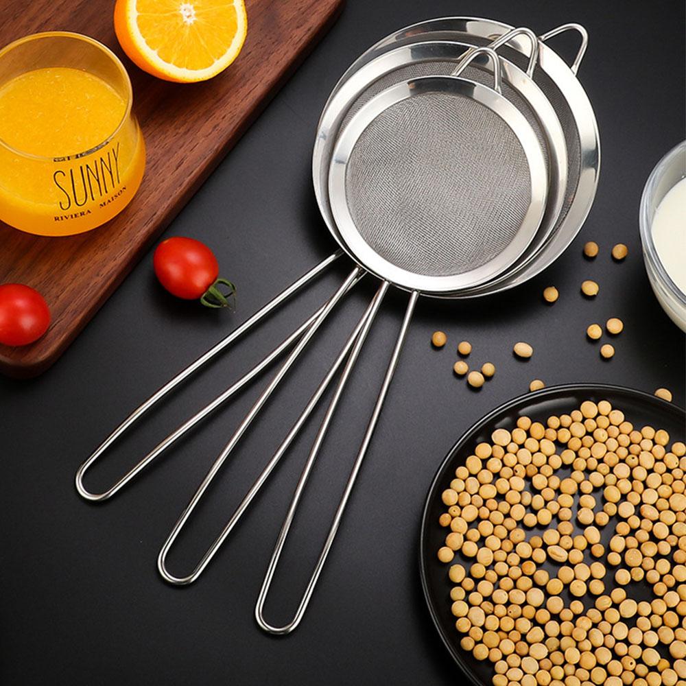 Stainless Steel Colander Soy Milk Filter Noodle Scoop Flour Sieve Kitchen Oil Soy Milk Filter Baking Tool Filter Sieve Oil Leak Spoon Net Colander