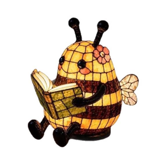 USB Powered Bee Reading Light, Cute Book Light for Reading at Night, Warm Bee Statue Night Light, 3D Animal Table Lamp, Indoor Reading Book Honeybee