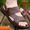 Dragonfly Genuine Leather Men's Sandals - Soft, Casual, Summer Cowhide Beach Shoes