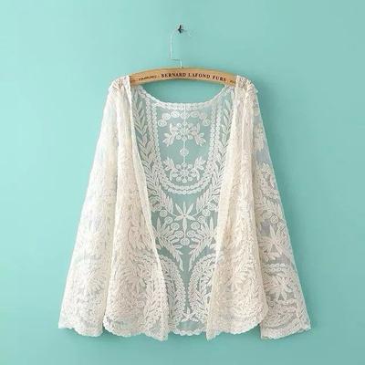 Ropa de Protección Solar para Mujer Cárdigans Mangas Largas Chales Verano Aire Acondicionado Chaquetas de Encaje Tops de Malla Fina