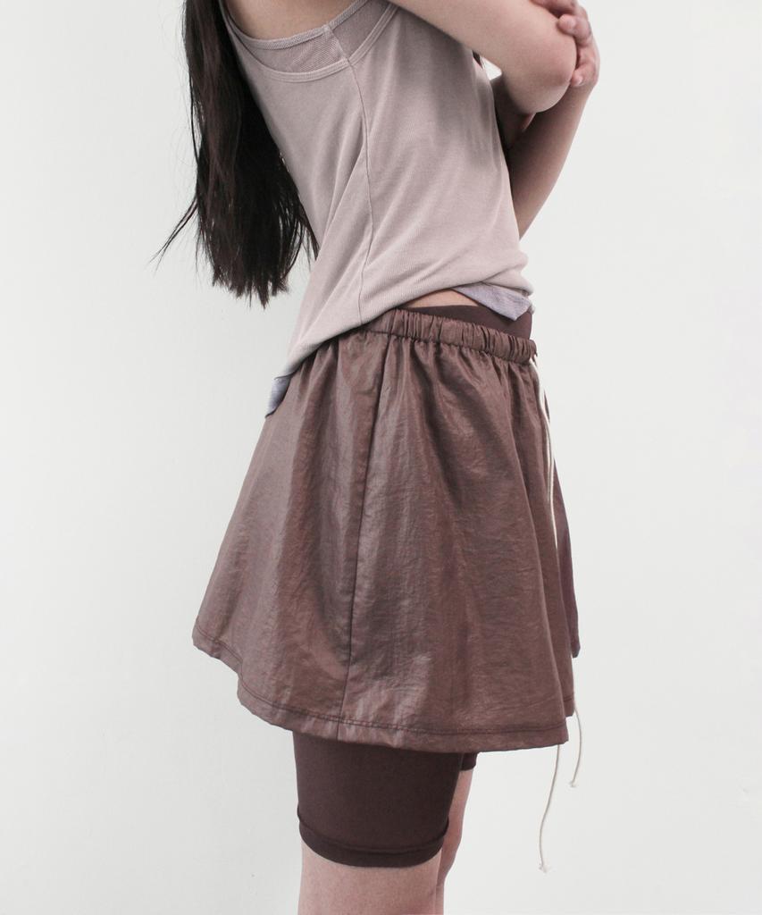 Kasel Volume Mini Sheer Skirt, Wine