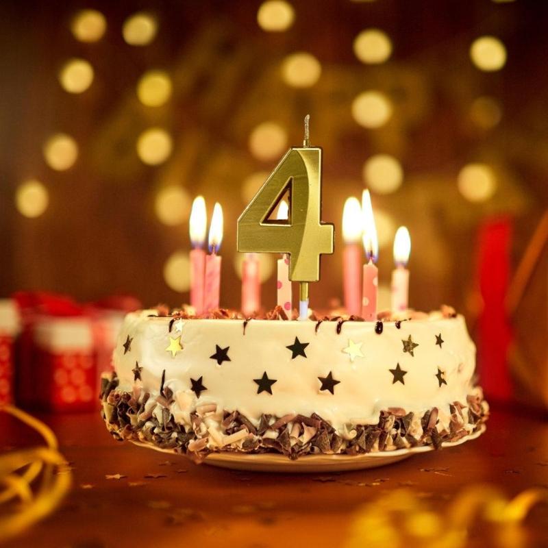 Gold Color Birthday Cake Candle Smokeless Not Toxic Wax Decorative Number Digits 0 to 9 For Celebration