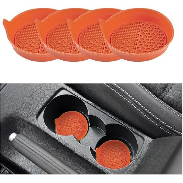 Mandark 4PCS Car Cup Holder Coaster, Silicone Anti-Slip Vehicle Ert Water Bottle Mat, Automotive Interior Ulation Drink Cup Pad Decor Accessories,