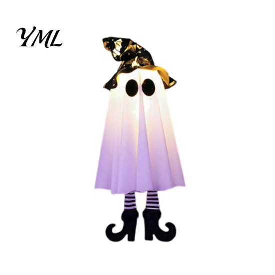 Tree Hanging Ghost Lanterns Halloween Decoration with Witch Hat And Leg, LED Lighted Spooky Trick or Treat Party Supplies Floating for Indoor Outdoor