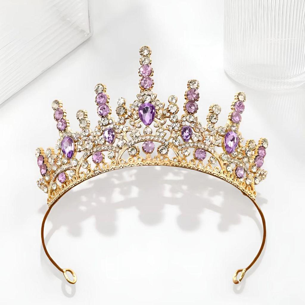 Girls' High-Grade Crystal Princess Crown Headband for Birthdays and Fashion Shows