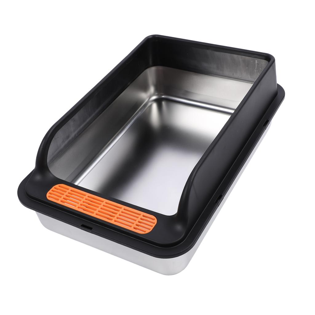 Large Metal Litter Box Stainless Steel Anti Splashing High Sided Kitty Litter Tray with Pedal Filter for Indoor Cats