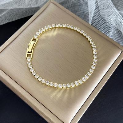 Nerezová ocel Zlatá/Barevná slitina zinku 4mm Zirkonový řetízek Tennis náramky pro ženy 16/18 cm Náramek Pulsera Luxusní zirkonové dárky
