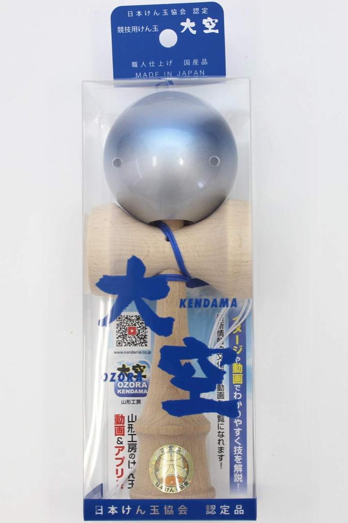Langs Japan Yamagata Koubou Japan Kendama Association Certified New Competition Kendama Premium Blue Made in Japan (Yamagata Koubou) "Ozora" & Silver,