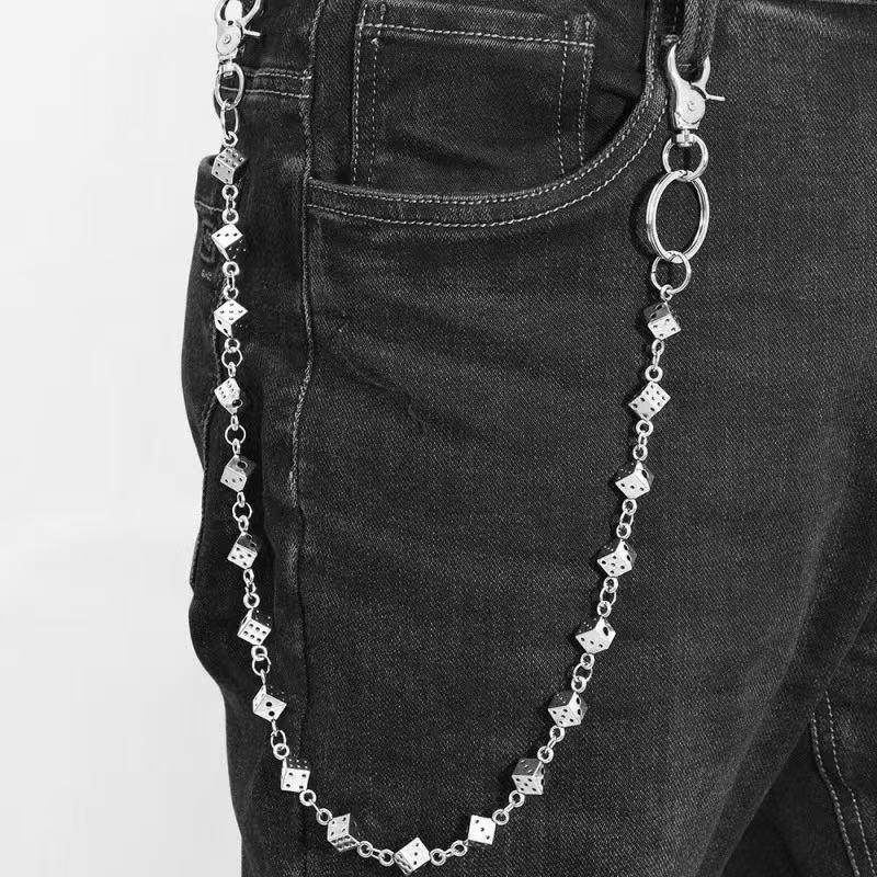 Trendy Unisex Dice Chain for Hip Hop Punk Style – Versatile Metal Pant Accessory