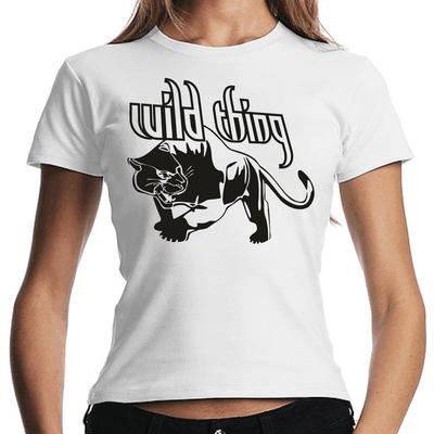 Wildes Ding Panther Katze Sprüche Lustiges Damen Mädchen T-Shirt