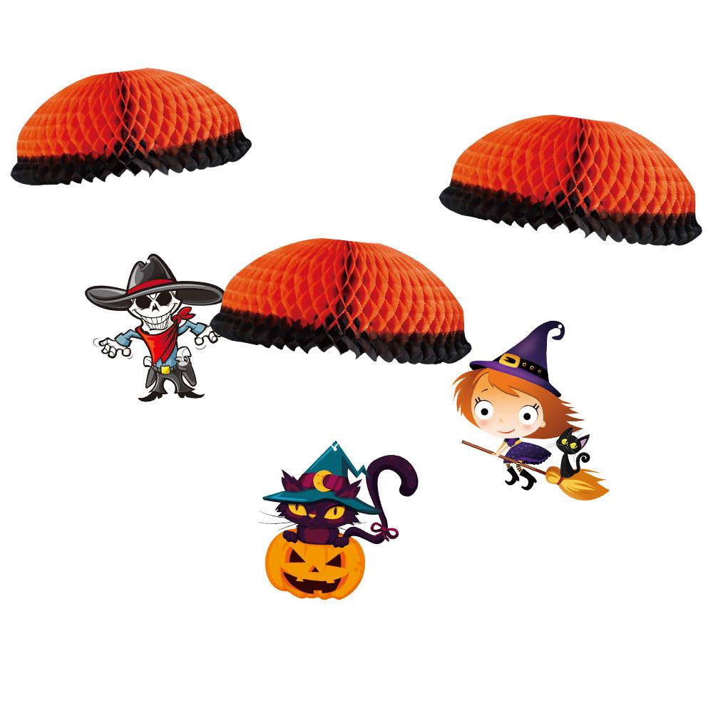 Halloween Themed Party Decoration Pumpkin Witch Skull Parachute Pendant Flag Customization